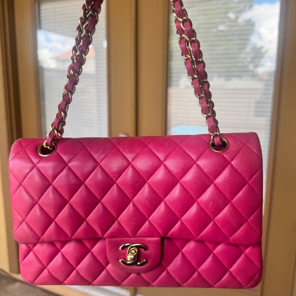 Chanel Hot Pink Quilted Shoulder Bag AUTHENTIC